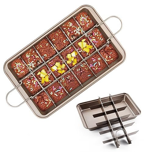 EUBSWA Brownie Moldes Hornear Ajustable Brownie Tartas Galleta Molde de Horno Antiadherente Molde para Fiestas, Cumpleaños, Aniversarios
