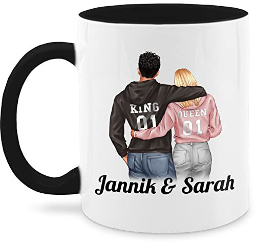Tasse Tassen 325ml - Freund & Freundin - Partner Geschenke Paar King Queen Couple I Pärchen Weihnachts-Geschenke Valentinstag - 325 ml - Schwarz - partnergeschenke partnertassen liebeserklärung