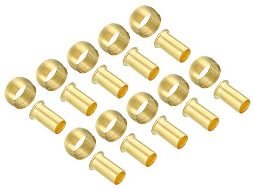 PATIKIL 10mm Tube OD Laiton Compression Manchons Embouts, 60 Lot Laiton Embout Raccord et Tuyau Insérer Soutien Assortiment Kit pour Air Eau Gaz Tuyau