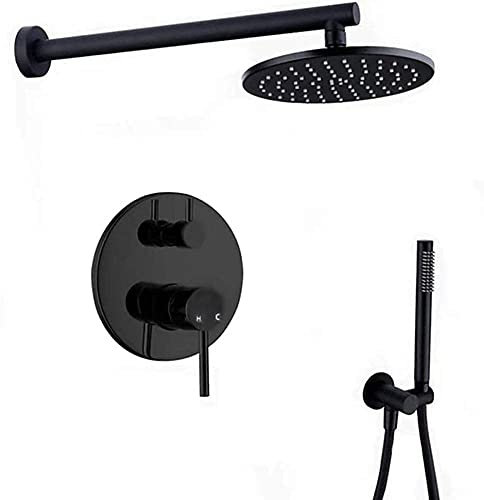 Set doccia a incasso Soffione doccia con tubo flessibile Set miscelatore doccia multifunzione rotondo da 8 pollici con valvola a scomparsa e soffione doccia di aumento della pressione per carrello