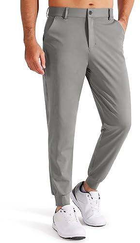 Libin Herren Golfhose Stretch Slim Fit Golf Jogginghose Anzughose Sporthose Lang Jogger Pants Chino Stoffhose mit Taschen, Grau XL