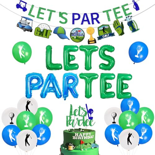 Golf Party Dekorationen, Lets Partee Ballon Banner Folienballon Golf Thema Ballons Kuchen Topper Golf Ballons für Jungen Männer Geburtstag Ruhestand Party Golf Sport Club Dekorationen