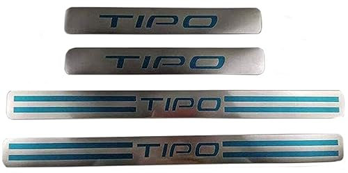 Symilov 4 Pezzi Acciaio Inossidabile Battitacco per Auto Sticker per Fi-at Tipo, Esterno Battitacco Protezione Plates Anti-Graffio Scuff Adesivi Accessori,Silver