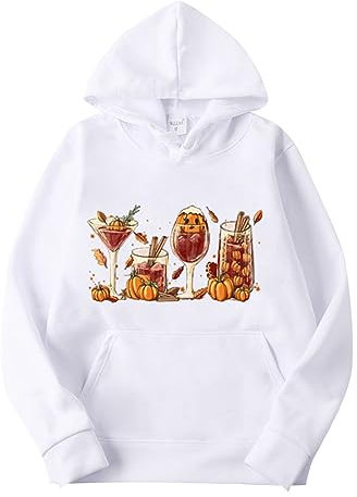 Yowablo Felpa Calda da Donna Casual alla Moda a Maniche Lunghe con Scollo a O, Morbida Camicia Stampata, Felpe Invernali da Donna Gatti Gadget (a-White, XL)