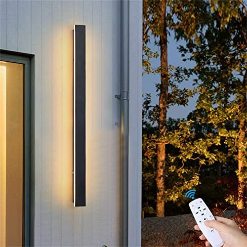 LED Garten Dimmbar Wandleuchte mit Fernbedienung Außen Wandlampe Lange Lampen Innen Schwarze Wandbeleuchtung Wasserdicht IP65 Außenwandleuchte Aluminium Außenlamp Für Terrasse Veranda (30cm 16W)