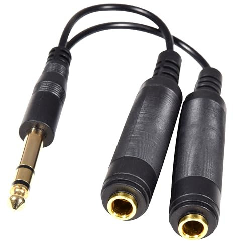 OmniaLaser Cavo Sdoppiatore 6,3 mm a Doppio Jack Stereo da 6,30 mm - Splitter a Y Stereo - 22 cm
