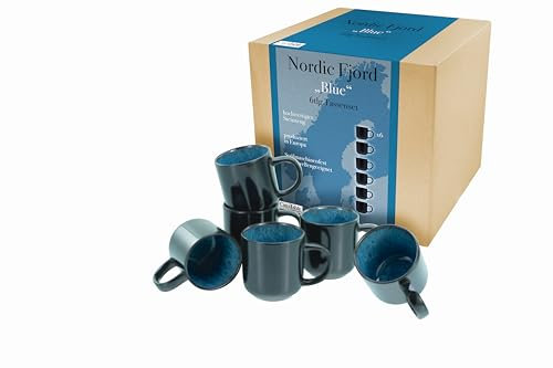CreaTable, 21552, Serie Nordic Fjord, 6-teiliges Geschirrset, Kaffeebecher Set aus Steinzeug, spülmaschinen- und mikrowellengeeignet, Qualitätsproduktion