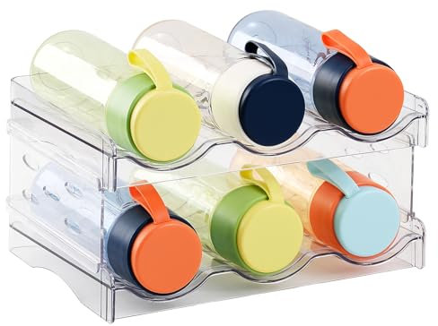 Keerte Acrylic Organizer - Stackable Freestanding Wine Rack, Water Bottle Organizer & Drink Holder for Kitchen, Cabinet, Fridge | Space-Saving Design for Bottles, Cups, Beverages (8.1x11.2x5.3)
