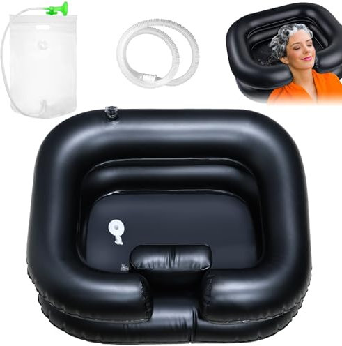 TZEKING Haarwaschbecken für Bettlägerige,Mit Duschkopf und Wassersack,Shampoo Becken mit 1M Ablaufschlauch,Haare Waschen Für Bettlägerige,für Bettlägerige Schwangere Verletzte Postoperative Patientin