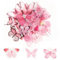 40 Stück Rosa Transparente Abziehbilder Schmetterling, Rosa Transparente Scrapbook Sticker, 20 Stile Selbstklebende Dekoration für Fotoalbum, Laptop, Handy, Wand, Scrapbook Wand und Fenste