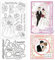 INFUNLY „Happy Wedding Day“-Stempel Und Stanzformen-Set, Braut Und Bräutigam, Wiederverwendbare Silikonstempel, Blumenstrauß, Transparentes Siegel, Hochzeitssegentext, Gummistempel Für Die Kartengesta