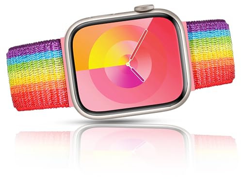 Vamyzji Rainbow Nylon Sport Loop Strap Compatible with Apple Watch SE/Series 10/9/8/7/6/5/4/3/2/1/Ultra 2 1, 49mm/46mm/45mm/44mm/42mm, Unisex, Casual, Comfort