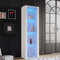 KOMHTOM Hochglanz weiß Vitrinenschranke Sideboards mit LED, schmaler Schrank Eckschrank mit DREI Glaswänden Mehrzweckschrank für Wohnzimmer Schlafzimmer Flur Esszimmer