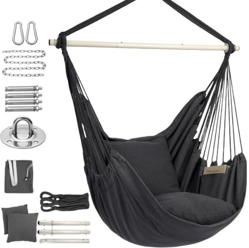 Tarent Hängesessel Outdoor für Balkon und Garten, Hängeschaukel mit 2 Kissen, Hängesessel ohne Gestell Indoor und Outdoor, Entspannen, Lesen