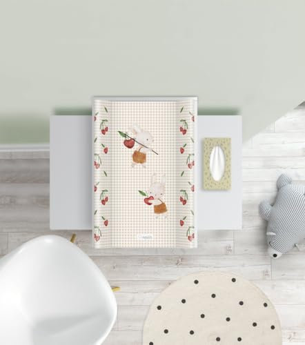 Baby Wickelauflage ohne Verstärkung Kirschspaß - 70X 47 cm - Wickelplatte für Babybett - Wickelaufsatz und Bettumrandung - Changing Mat Zubehör