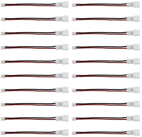 EMSea Lot de 20 connecteurs de batterie à 2 broches Micro JST 1.25SH femelle A JST-PH 2,0 mâle pour plaque de chargeur de batterie RC