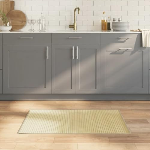 qohoio Tapis rectangulaire Naturel Clair 60x100 cm Bambou Grand Tapis Salle De Bain,Tapis De Bain Epais