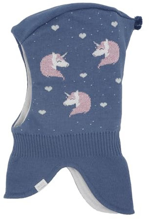 maximo Mini Girl-Schlupfmütze Jacquard Einhorn Made in Germany 51 Denim/Altrosa