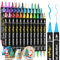 APOGO Acrylstifte für Steine Wasserfest, 36 Farben Dual Tip Acrylfarben Set(Feine Spitze & Pinselspitze), Multimarker Acrylic Marker Stifte für Tassen, Steine Bemalen, Keramik