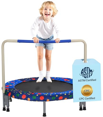 VEVOR Trampolino per bambini da 91,4 cm, 0,9 m, per interni ed esterni, mini trampolino pieghevole con manico, rimbalzo, regalo di compleanno per bambini dai 3 anni in su, ragazzi e ragazze per