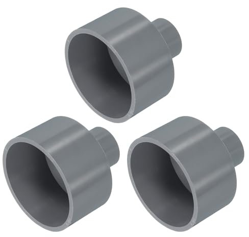 sourcing map Lot de 3 raccords réducteurs de tuyau en UPVC, 63 x 25 mm, connecteur adaptateur de tuyau droit en PVC pour égout domestique, plomberie, ligne d'eau, gris