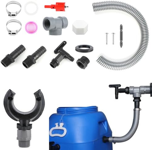 Regenwassersammler für Fallrohr 75-100mm, Regentonnen Anschluss Verbinder Set mit 50 cm Schlauch, Regensammler Speedy, Regendieb Wasserfangsystem mit Montagezubehör für Dächer bis 80 m²