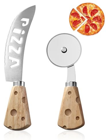 Zliger Pizza Cutter, 2 Piece Stainless Steel, Pizza Cutter for Pastries, Bread, Pizza, Soft and Hard Cheese
