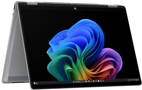 HP Omnibook X Flip - Ordenador portátil Convertible de 14 3K OLED táctil Ryzen AI 7 350, 32GB RAM, 1TB SSD, AMD Radeon 860M Graphics, Windows 11 Home Silver - Teclado QWERTY Español