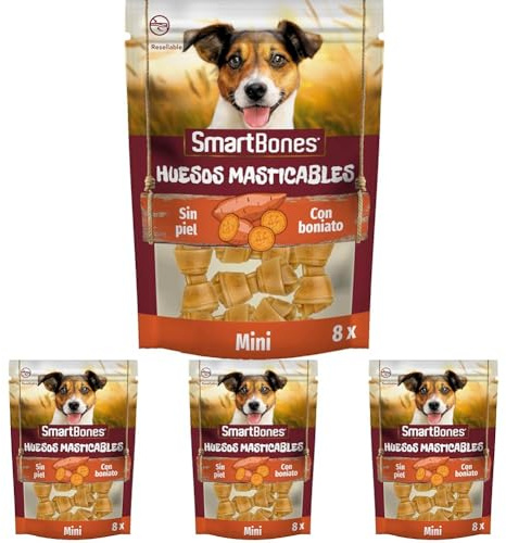 Smartbones 8 Mini Sweet Potato Bones Rawhide Free Chew Dog Treats (Pack of 4)
