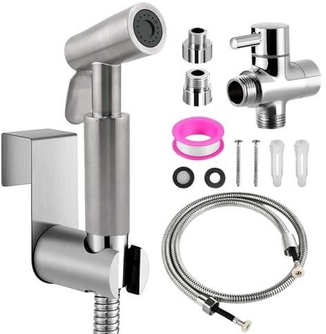 Doccetta bagno per rubinetti bidet, in acciaio inox, con valvola a 3 vie (1/2-3/8 pollici), perfetta per igiene personale, pulizia