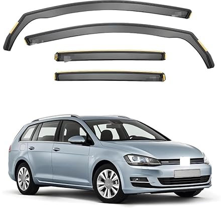 JIAQINF Car Wind Deflectors For VW Golf MK7 5 door Estate 2013-2019, In Channel Rain Guards for Wind, Rain & Sun Protection, Easy Installation.