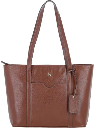 Ashwood Women’s Real Leather Shoulder Bag, Elegant Top-Handle Tote with 3 Internal Pockets, External Pocket & Gold Hardware, Stylish Genuine Leather Handbag for Work, Shopping & Everyday Use: 64668