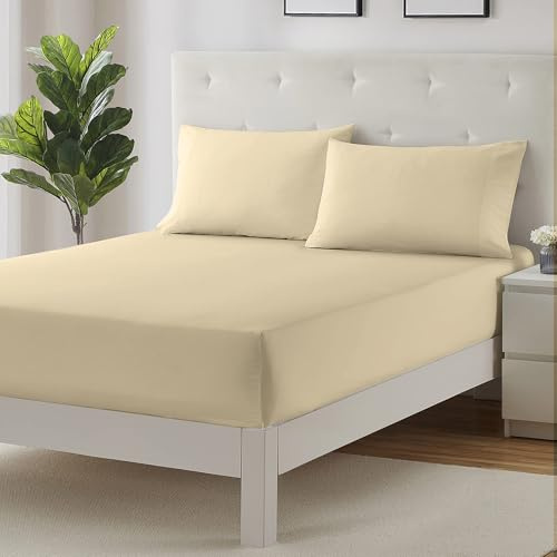 Home Sweet Home UK 40cm Fitted Bed Sheets Small Double Super Soft 4FT Fitted Bedsheet, 100% Cotton Anti Wrinkle 4FT BedSheets Fitted Breathable & Fade Resistant