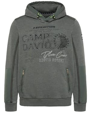 Camp David Herren Hoodie im Materialmix mit Zippertaschen
