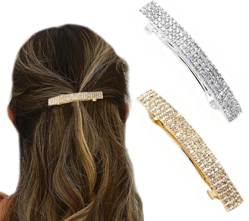 ZAHD 2 PCS Barretten Französische Haarspangen Damen Kleine Schlanke StripHaarnadel Metall Snap Dutt Haarspange Metall Haarhalter Clips haarspangen damen dünnes haar für Frauen (Gold3 Silber3)