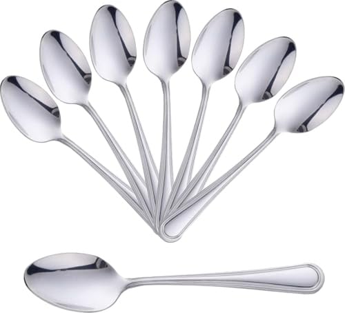Stainless Steel Tablespoons Set of 8 - Soup, Serving, Table Spoons, Dishwasher Safe, Durable, Mirror Finish, Rust Resistant - Ideal for Home, Restaurants, Parties, Café (8 Table Spoons)