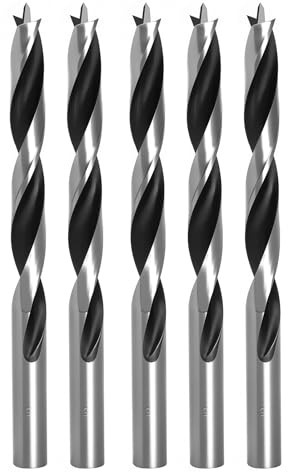 TIBOO DAY Brad Point Wood Drill Bits 5mm (13/64) Brad Point Drill, 5 Pcs | Carbon Steel, Double Flutes Design Metric Brad Point Drill Bits for Woodworking Soft & Hard Woods MDF Acrylic