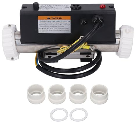 Xiuganpo Elektrische Poolheizung mit Temperaturregelung und Hochtemperaturschutz, Heizung, Wasserthermostat, Selbsterwärmend für Spa-Badewanne, Schwimmbad, Festverdrahtet (1KW)