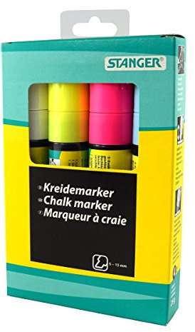 Stanger 620075 Kreidemarker jumbo Set weiß gelb/pink/blau
