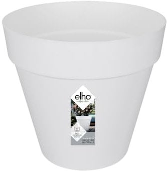 elho Loft Urban Rund 30 - Blumentopf für Außen - 100% recyceltem Plastik - Ø 28.5 x H 26.0 cm - Weiß/Weiss