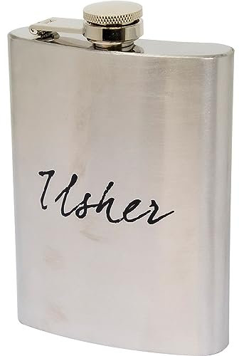 Stainless Steel Pocket Usher Hip Flask - Booze Holder, 8oz Ideal for Any Occasion | for Whisky, Alcohol & Vodka | Easy Hinged with Screw Cap Lid | Portable Flask for Men & Women (Usher)