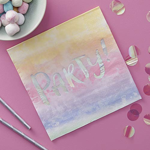 Ginger Ray Rainbow Iridescent Foiled 16er-Pack, Rose