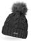 Neverless Damen Strick-Mütze gefüttert mit Fell-Bommel, Kunstfell, Winter-Mütze, Bommelmütze, dunkelgrau Unisize