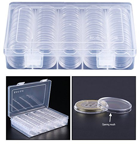 OFKPO 100 pcs 30 mm Monnaie Rangement Boîte, Capsules de Pièce de Collection