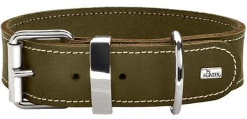 HUNTER AALBORG SPECIAL Hundehalsband, Leder, strapazierfähig, komfortabel, 45 (S), oliv