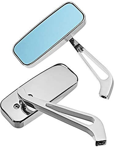 Maso 1 Paar Motorrad Lenkerspiegel Rechteck Silber 8mm/10mm