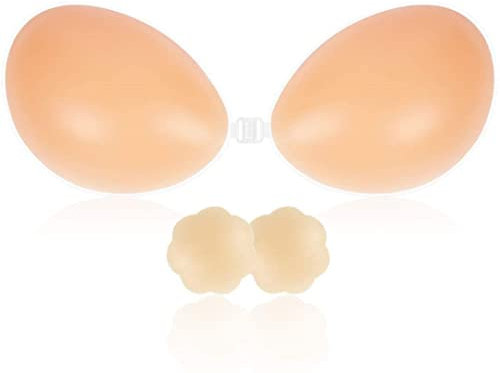 SHINYMOD Strapless Backless Sticky Bra for Women, Adhesive Silicone Invisible Push-Up Reusable Skin Comfortable Cup With 2Pcs Nipple Covers