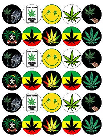 30 Cannabis-Blatt Marihuana Weed Ganja Cupcake Topper Essbare Oblaten Fee Kuchen Topper Geburtstag Kuchen