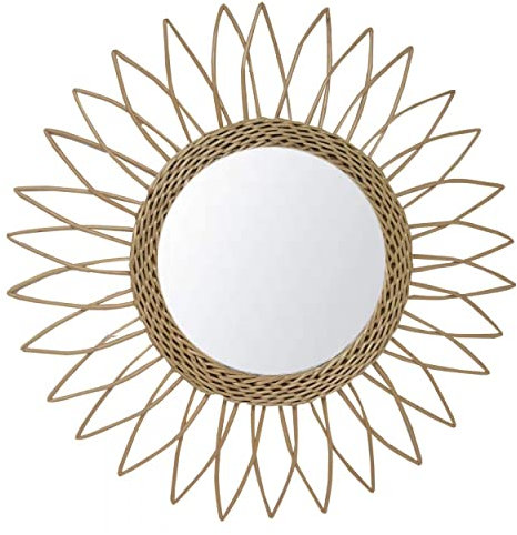 Hogar y Mas Espejo Pared Circular de Ratán Natural, Espejos Decorativos Originales. Decoración Dormitorio/Baño ø51,5 cm