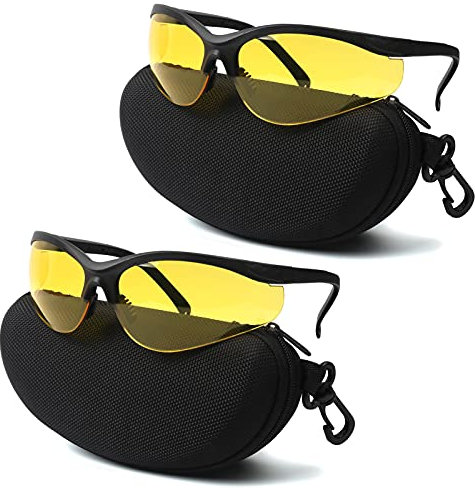 LaneTop Schießbrillen für Damen und Herren, Anti-Beschlag-Schutzbrille ANSI Z87.1, mit Hartschalenetui, UV400-Augenschutz für Schießweite, gelbe Gläser, 2 Paar